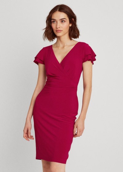 Vestido Ralph Lauren Flutter-Sleeve Surplice Mulher 65294-KBYM